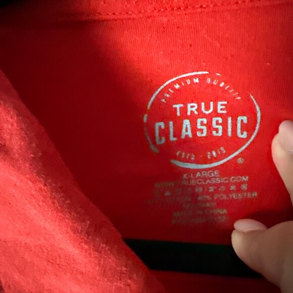 True Classic Red Polo Shirt X-Large Premium Cotton Polyester Blend Short Sleeve - Picture 3 of 7